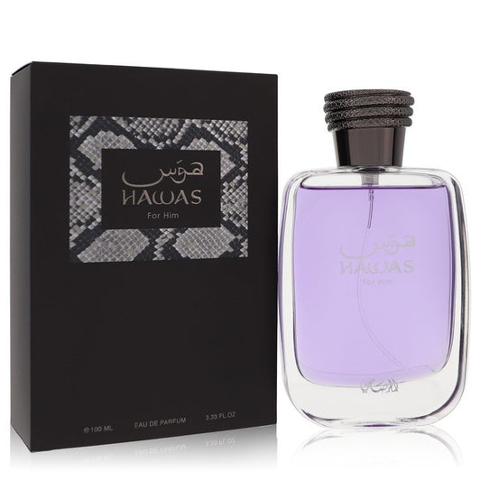 Rasasi Hawas Eau de Parfum Fresh Aquatic 98mL bottle and box
