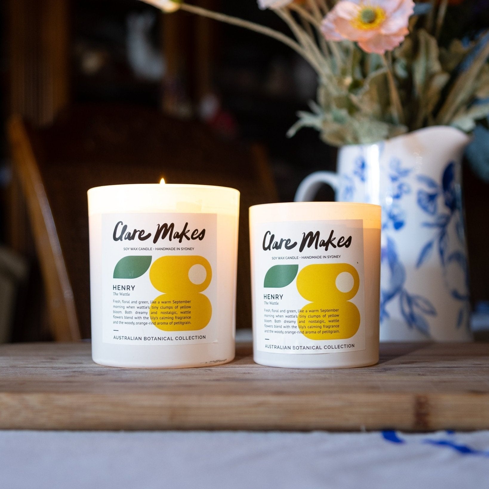 Clare Makes Henry The Wattle Medium Candle 180g – Clare Makes product and lifestyle image 3