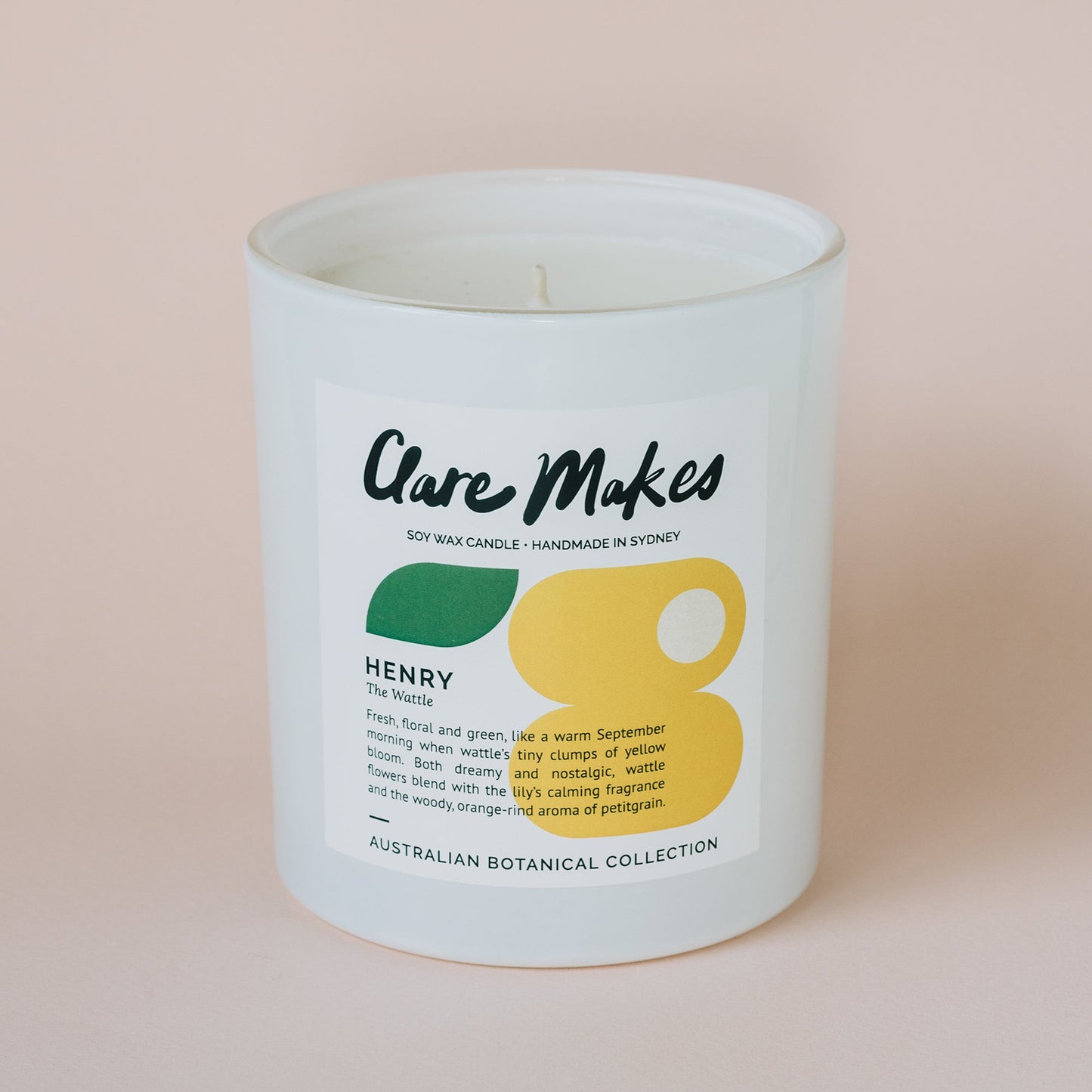 Clare Makes Henry The Wattle Medium Candle 180g – Clare Makes product and lifestyle image 4