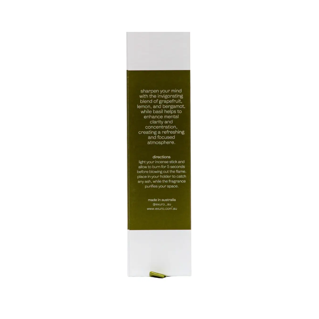 Exuro Focus Incense Sticks 20 Pack - Grapefruit, Lemon, Bergamot & Basil - The Gift Company