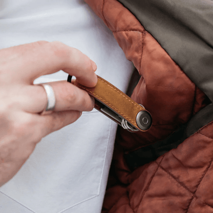 Key Organiser - Orbitkey - Orbitkey - Key Organiser Crazy-Horse Chestnut Brown with Brown Stitching - The Gift Company