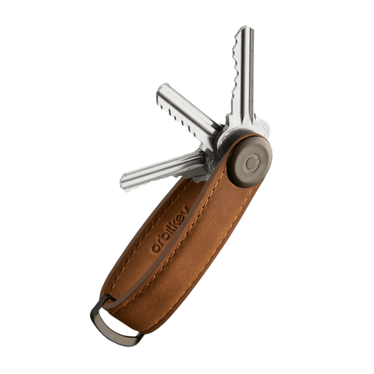 Key Organiser - Orbitkey - Orbitkey - Key Organiser Crazy-Horse Chestnut Brown with Brown Stitching - The Gift Company