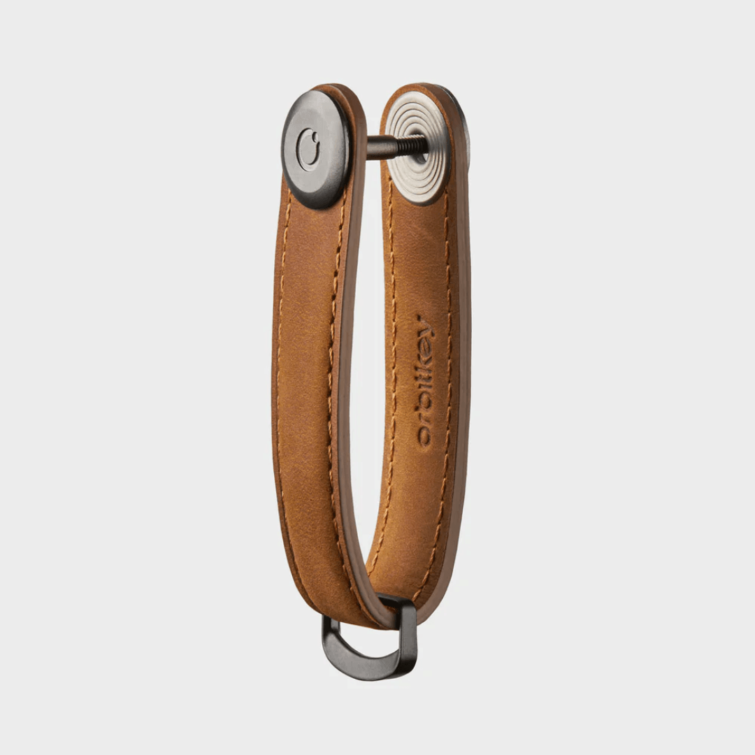 Key Organiser - Orbitkey - Orbitkey - Key Organiser Crazy-Horse Chestnut Brown with Brown Stitching - The Gift Company