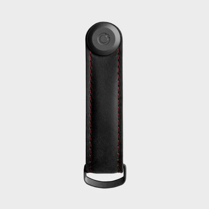 Key Organiser - Orbitkey - Orbitkey - Key Organiser Crazy-Horse Obsidian Black with Red Stitching - The Gift Company