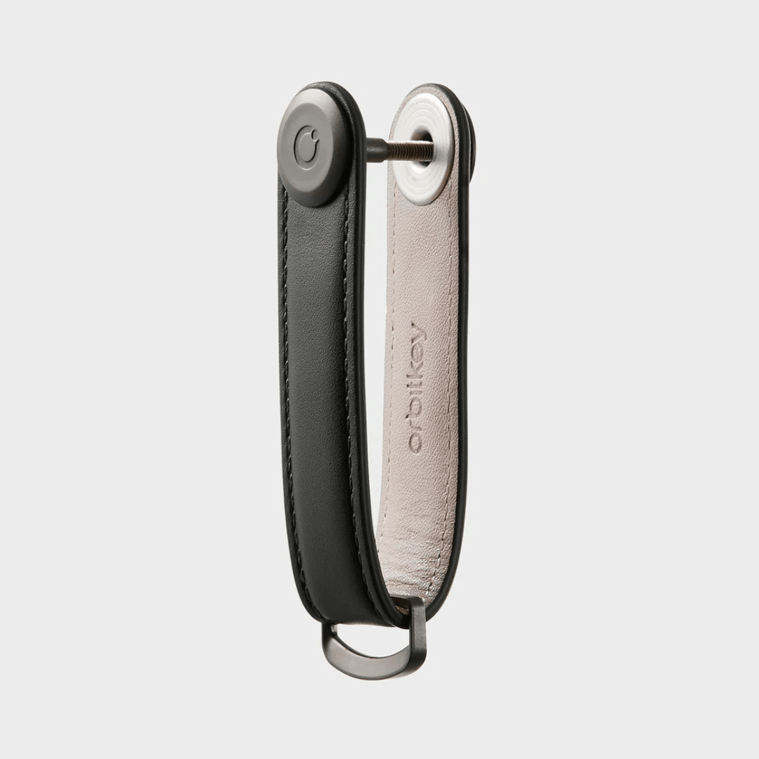 Key Organiser - Orbitkey - Orbitkey - Key Organiser Leather Black with Black Stitching - The Gift Company