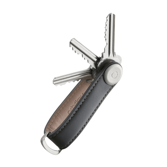 Key Organiser - Orbitkey - Orbitkey - Key Organiser Leather Charcoal with Grey Stitching - The Gift Company