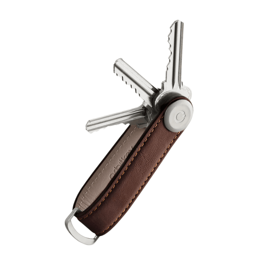 Key Organiser - Orbitkey - Orbitkey - Key Organiser Leather Espresso with Brown Stitching - The Gift Company