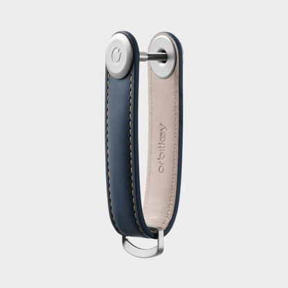 Key Organiser - Orbitkey - Orbitkey - Key Organiser Leather Navy with Tan Stitching - The Gift Company