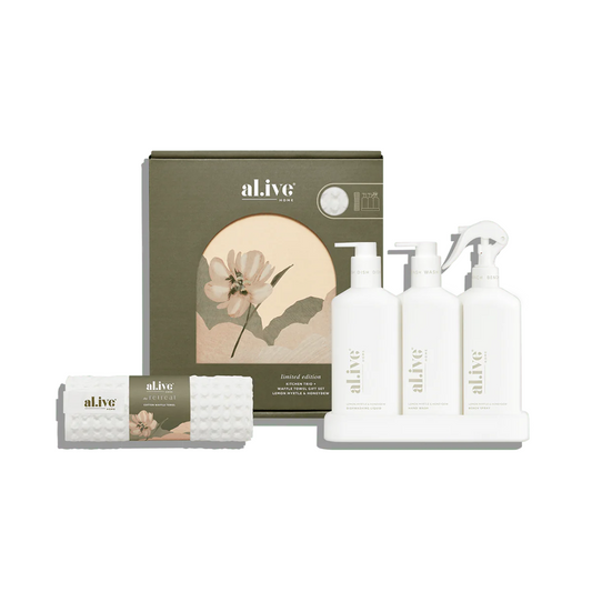 Kitchen Cleaning products & Towel - Al.ive - al.ive Kitchen Trio & Towel Gift Set Lemon Myrtle & Honeydew - The Gift Company