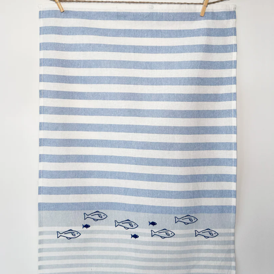 Kitchen Towel - Grubentuch - Grubentuch German Quality Tea Towels Ocean School of Fish - The Gift Company