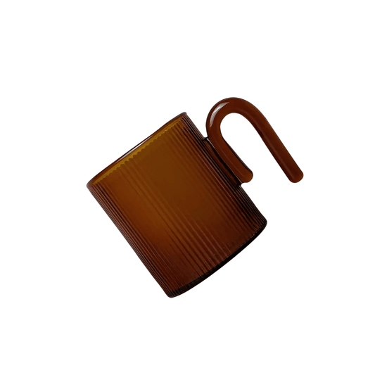 Mug - Sage & Cooper - Sage & Cooper - Archer Ribbed Glass Cup Amber - The Gift Company