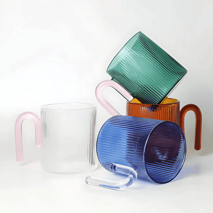 Mug - Sage & Cooper - Sage & Cooper Archer Ribbed Glass Cup Ocean Blue - The Gift Company