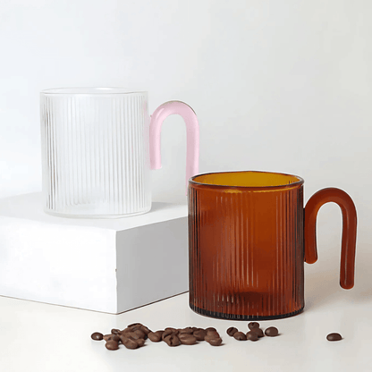 Mug - Sage & Cooper - Sage & Cooper Archer Ribbed Glass Cup Ocean Blue - The Gift Company