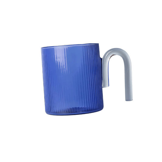 Mug - Sage & Cooper - Sage & Cooper Archer Ribbed Glass Cup Ocean Blue - The Gift Company