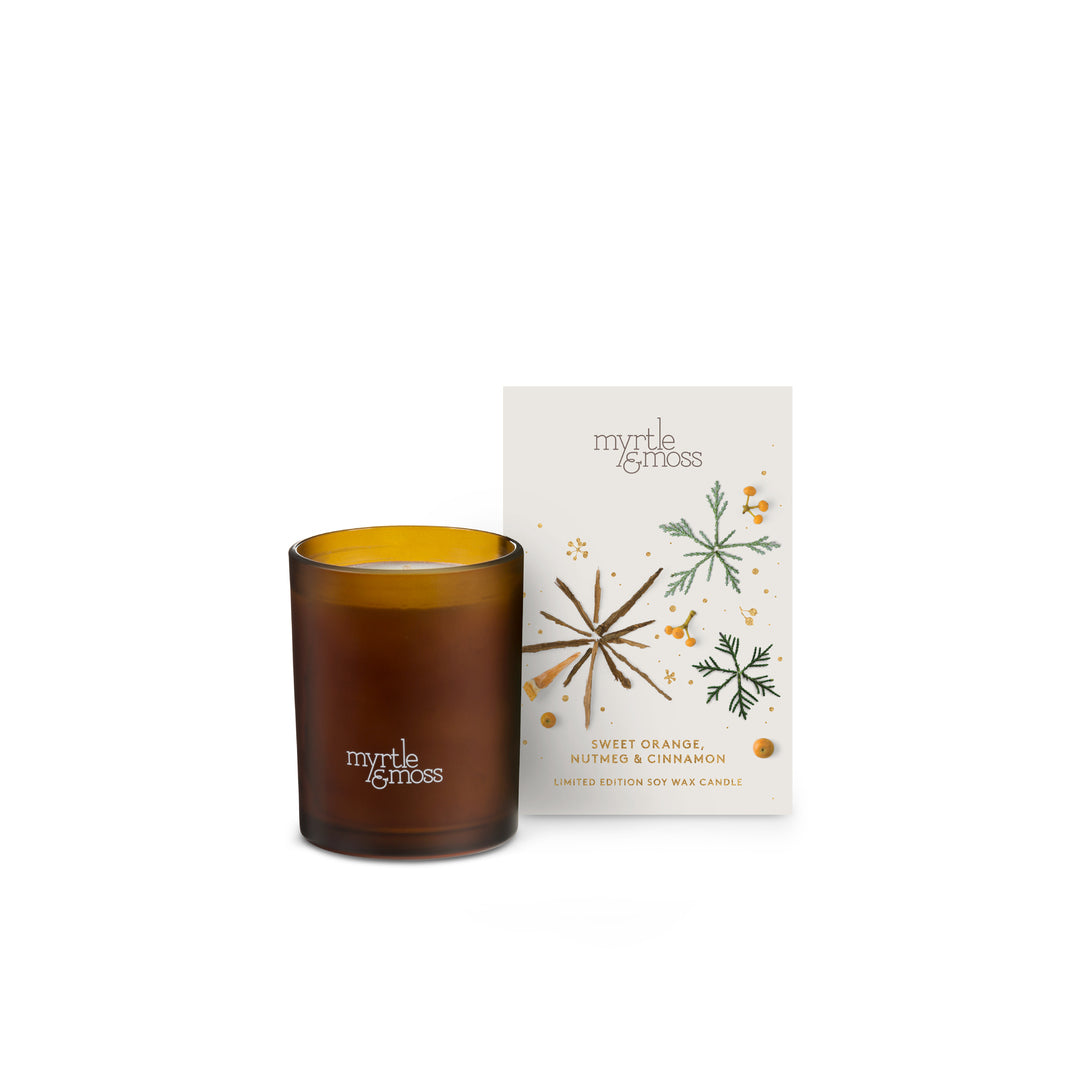 Myrtle & Moss Christmas Candle Sweet Orange, Nutmeg & Cinnamon 50 Hours - official white background product image