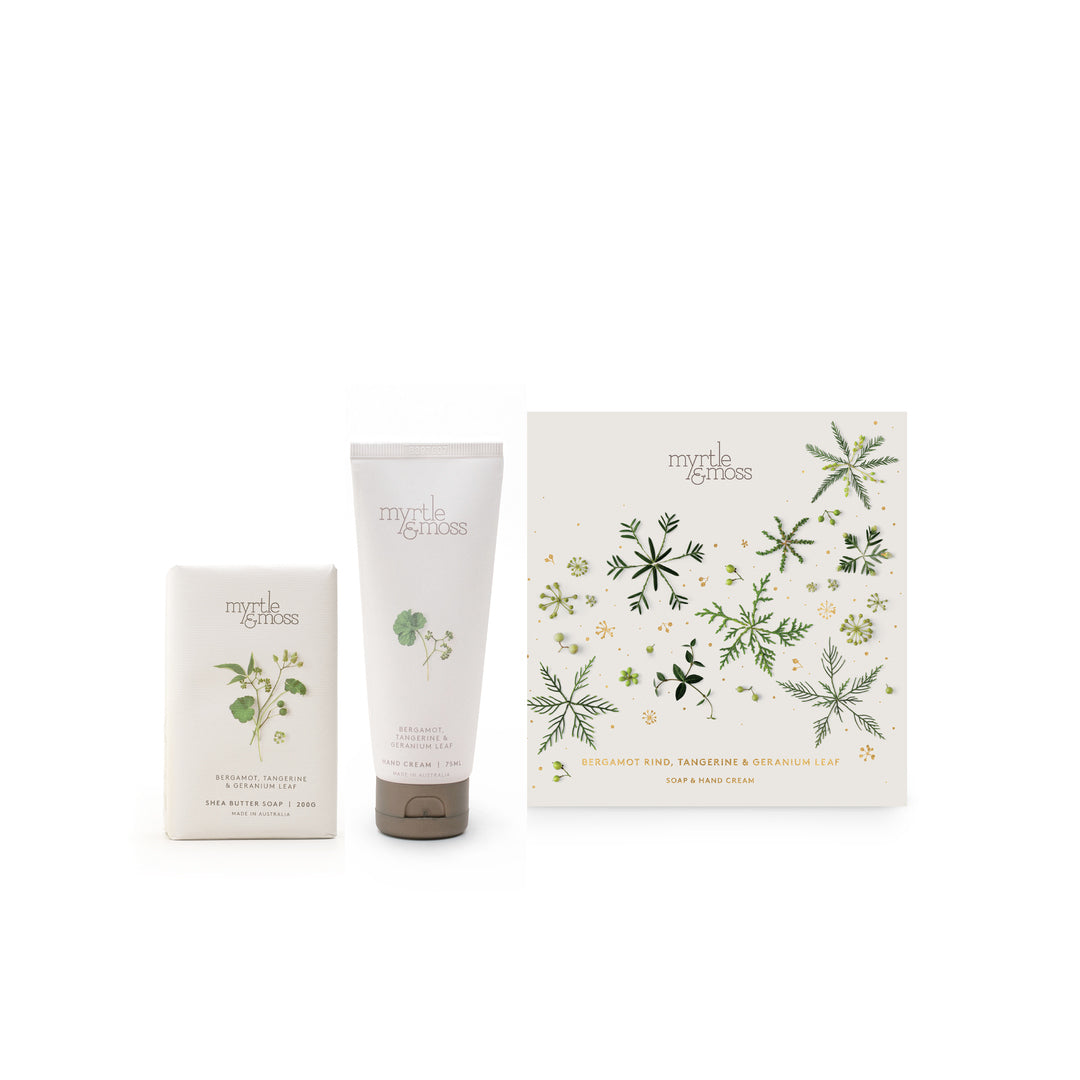 Myrtle & Moss Christmas Duet Gift Set Bergamot Rind, Tangerine & Geranium Leaf - official white background product image