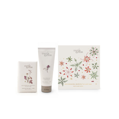 Myrtle & Moss Christmas Duet Gift Set Rose Geranium, Grapefruit & Clary Sage - official white background product image