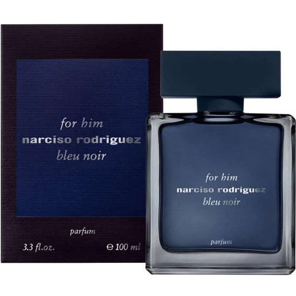 Narciso Rodriguez For Him Bleu Noir Parfum 100mL bottle and box