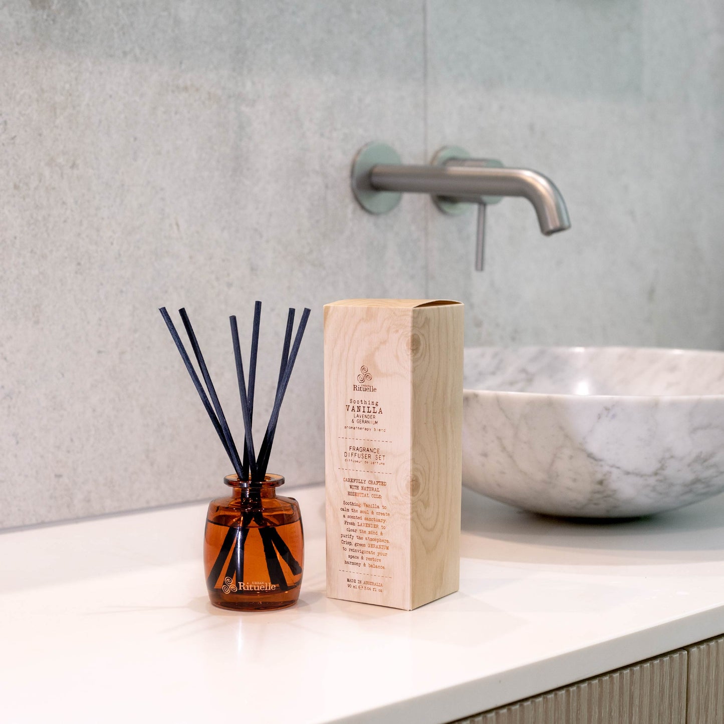 Urban Rituelle Vanilla, Lavender & Geranium Mini Fragrance Diffuser Set 90mL