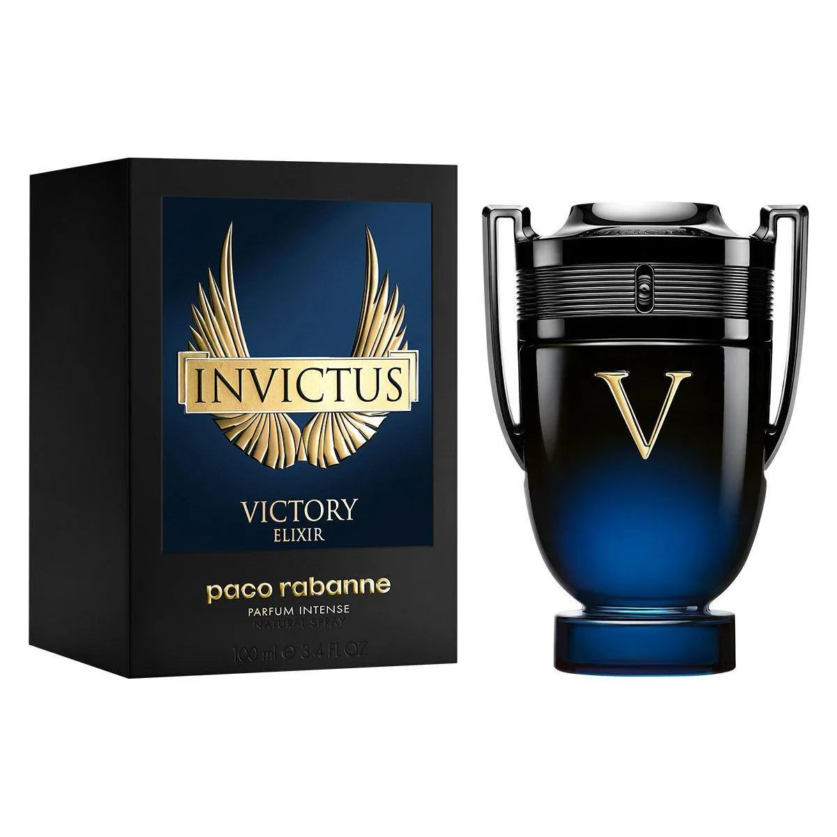 Rabanne Invictus Victory Elixir Parfum Intense 100mL bottle and box