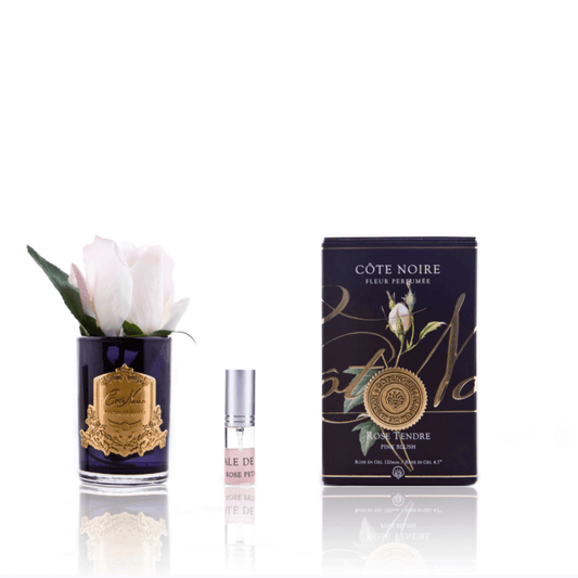 Perfumed Rosebud - Cote Noire - Cote Noire Natural Touch Rosebud - Pink Blush (Black Vessel) - The Gift Company