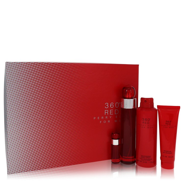 Perry Ellis 360 Red Men Gift Set 100mL EDT + Mini EDT + Body Spray + Shower Gel