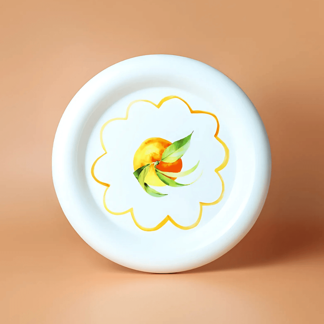 Plate - Sage & Cooper - Sage & Cooper Summer Fruit Plate - Leafy Orange Plate - The Gift Company