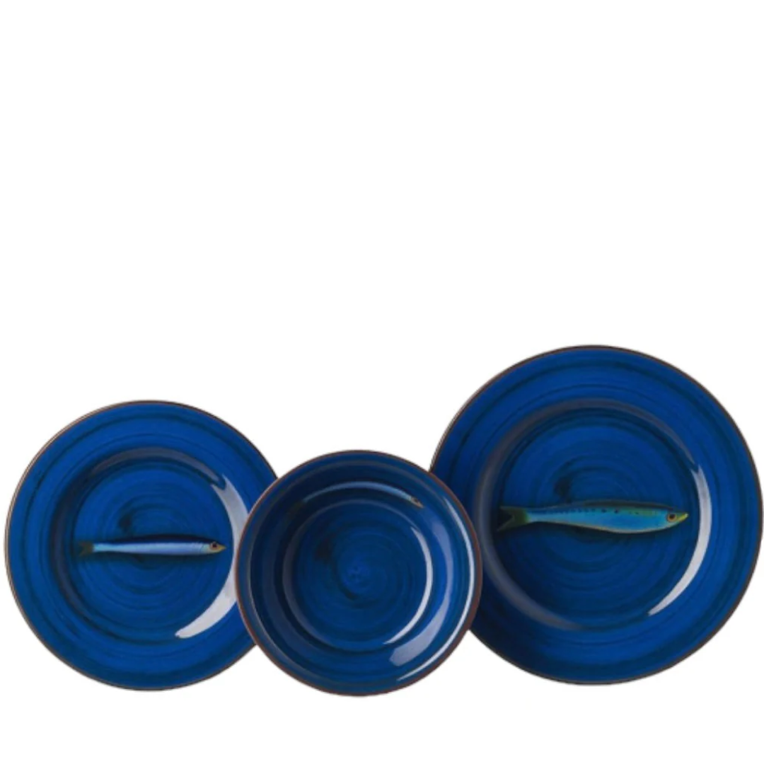 Plates - Mario Luca Giusti - Mario Luca Giusti Aimone Blue Fruit Plates Set of 6 - The Gift Company