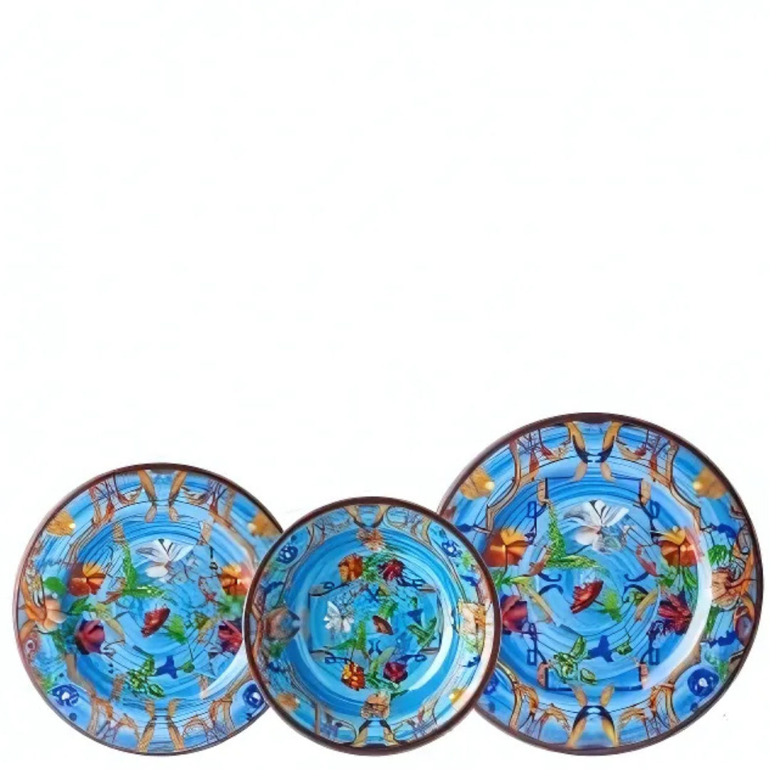 Plates - Mario Luca Giusti - Mario Luca Giusti Pancale Turquoise Fruit Plates Set of 6 - The Gift Company