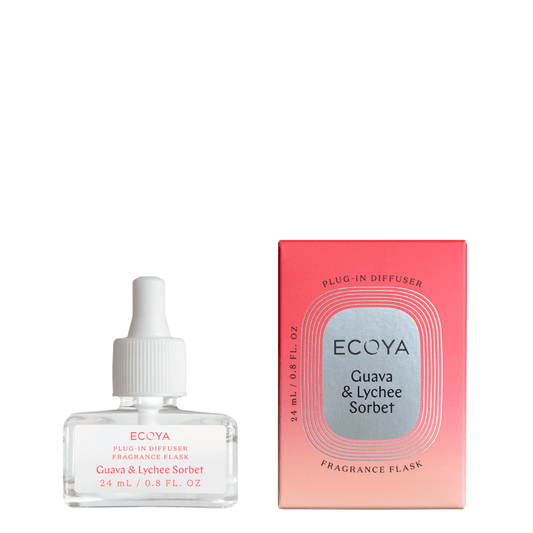 Plug-In Diffuser Flask - Ecoya - ECOYA Plug-In Diffuser Fragrance Flask - Guava & Lychee Sorbet - The Gift Company