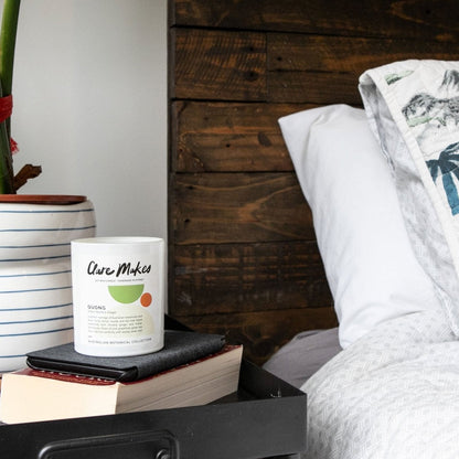 Clare Makes Quong Lemon Myrtle & Ginger Medium Candle 180g – Clare Makes product and lifestyle image 14