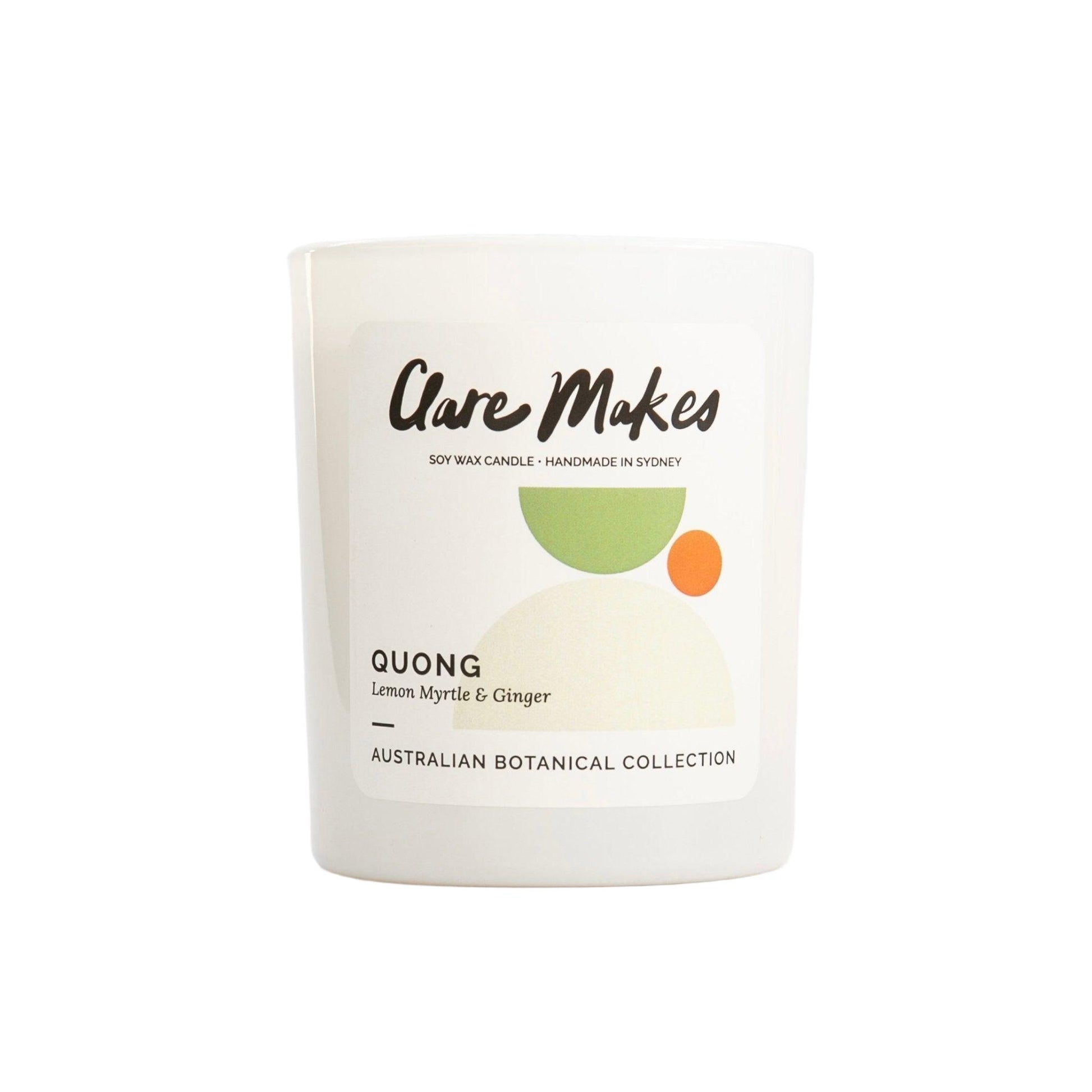 Clare Makes Quong Lemon Myrtle & Ginger Medium Candle 180g by Clare Makes