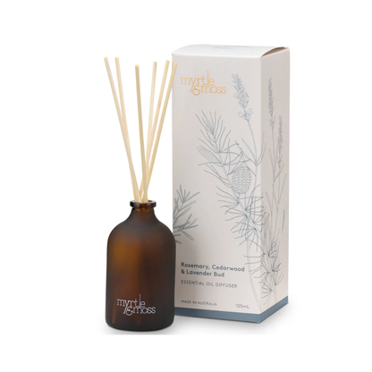 Reed Diffuser - Myrtle & Moss - Myrtle & Moss Signature Essential Oil Diffuser Rosemary, Cedarwood & Lavender Bud 125mL - The Gift Company