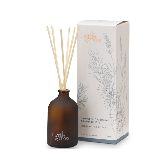 Reed Diffuser - Myrtle & Moss - Myrtle & Moss Signature Essential Oil Diffuser Rosemary, Cedarwood & Lavender Bud 125mL - The Gift Company