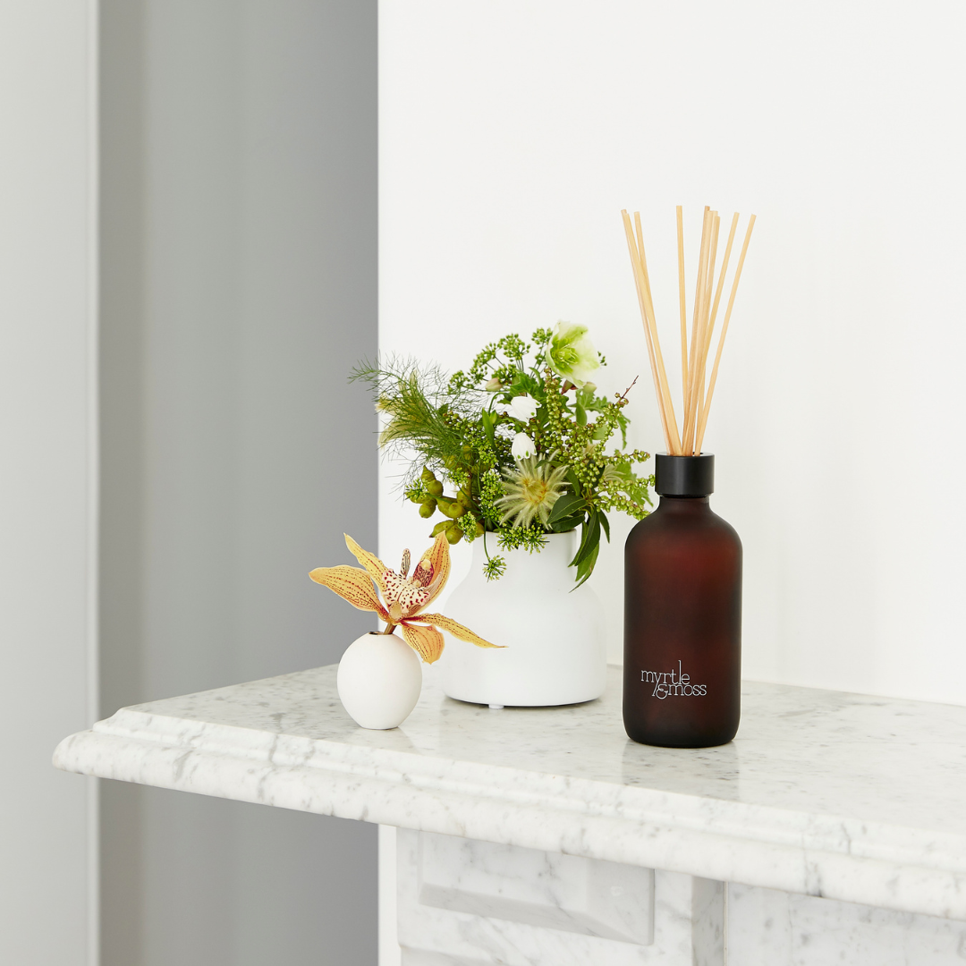 Reed Diffuser - Myrtle & Moss - Myrtle & Moss Signature Essential Oil Diffuser Rosemary, Cedarwood & Lavender Bud 125mL - The Gift Company
