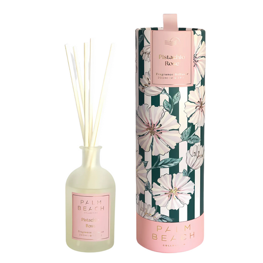 Reed Diffuser - Palm Beach - Palm Beach Pistachio Rose Fragrance Diffuser 200mL - The Gift Company