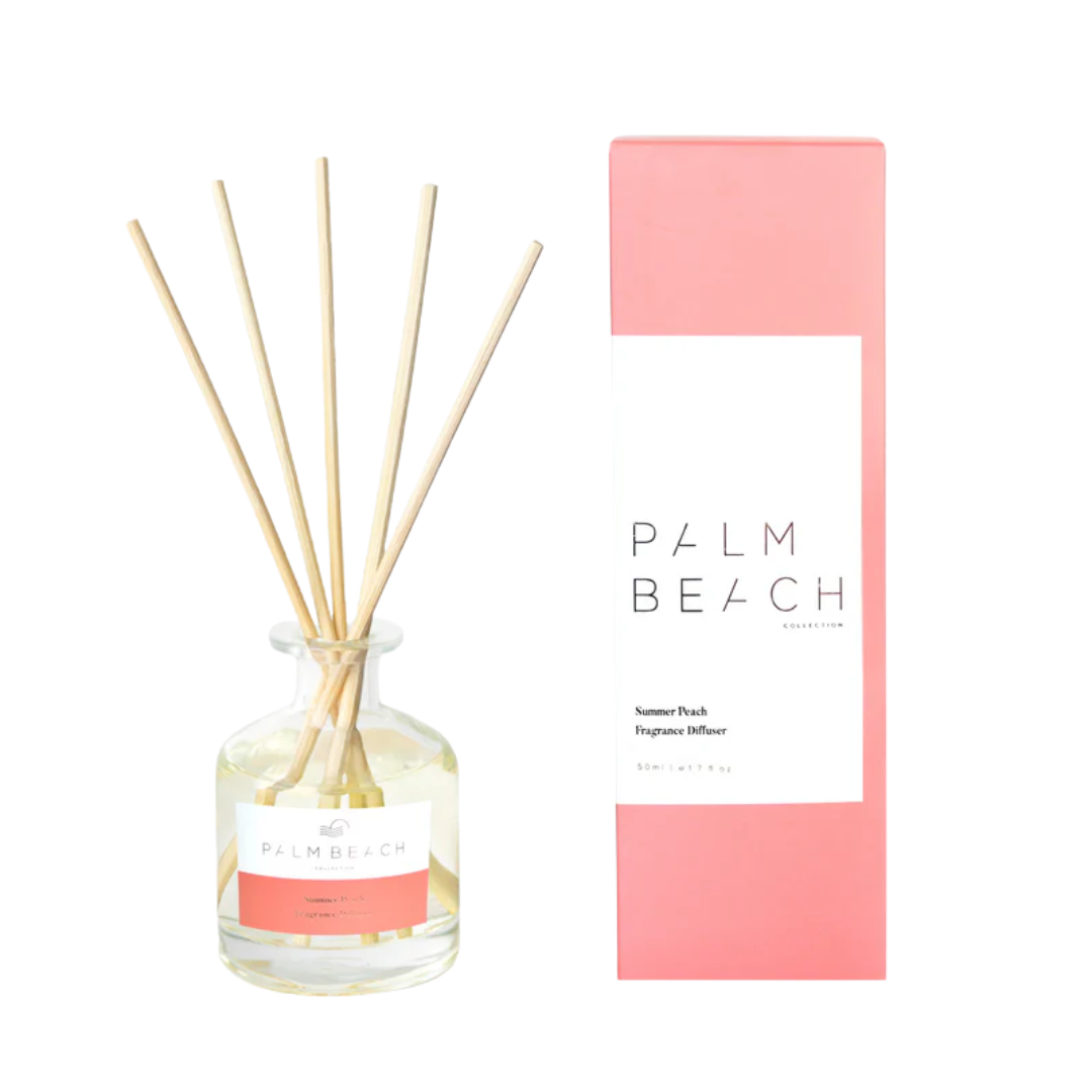 Reed Diffuser - Palm Beach - Palm Beach Summer Peach Mini Fragrance Diffuser 50mL - The Gift Company