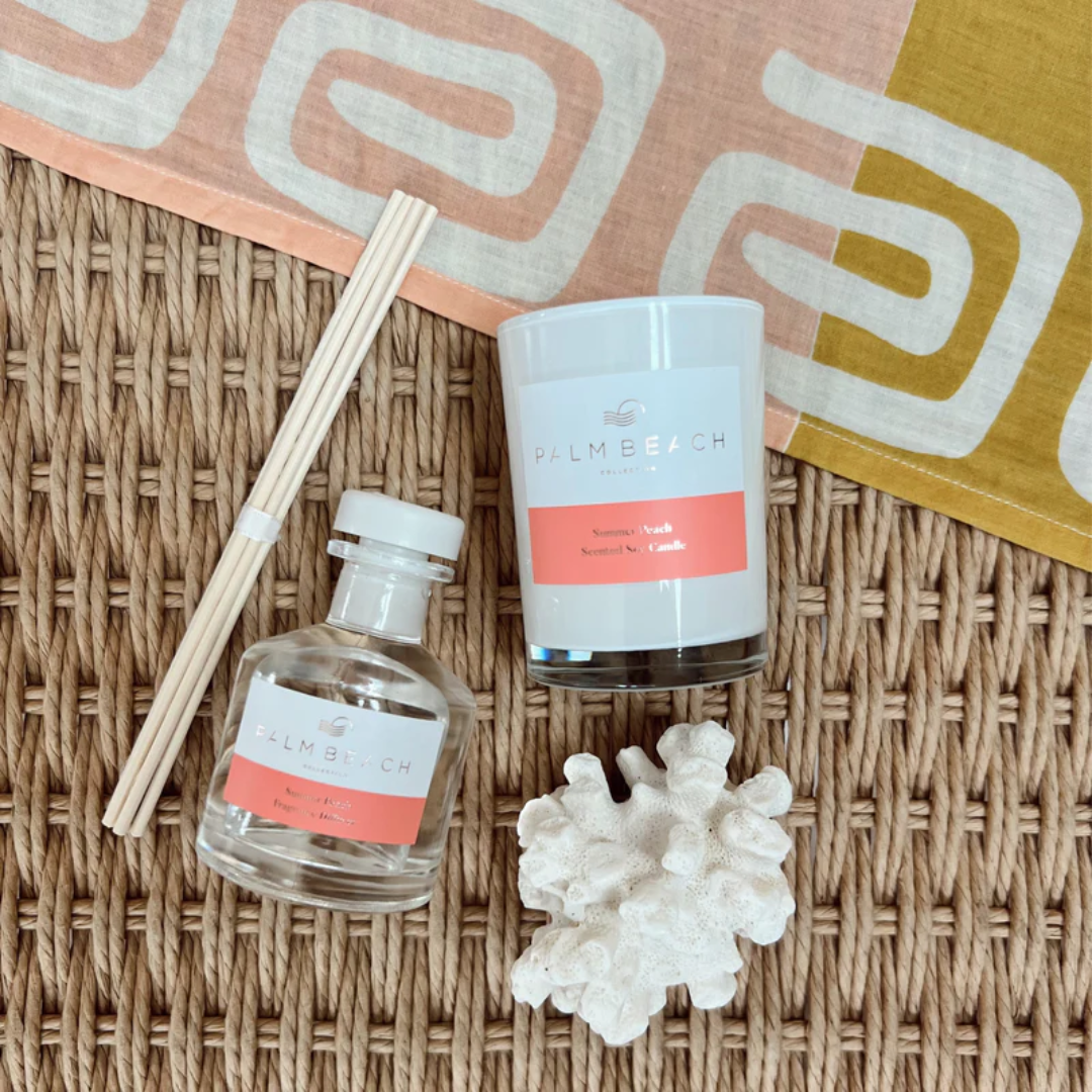Reed Diffuser - Palm Beach - Palm Beach Summer Peach Mini Fragrance Diffuser 50mL - The Gift Company