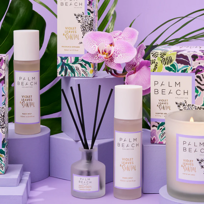 Reed Diffuser - Palm Beach - Palm Beach Violet Leaves & Santal 50mL Mini Fragrance Diffuser - The Gift Company