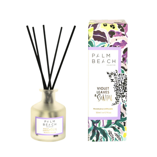Reed Diffuser - Palm Beach - Palm Beach Violet Leaves & Santal 50mL Mini Fragrance Diffuser - The Gift Company