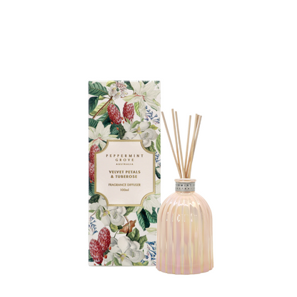 Reed Diffuser - Peppermint Grove - Peppermint Grove Velvet Petals & Tuberose Fragrance Diffuser 100mL - The Gift Company