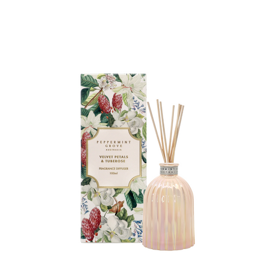 Reed Diffuser - Peppermint Grove - Peppermint Grove Velvet Petals & Tuberose Fragrance Diffuser 100mL - The Gift Company