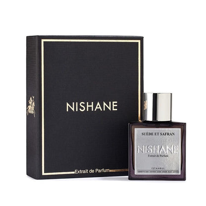 Nishane Suede Et Saffron Extrait de Parfum 50mL bottle and box