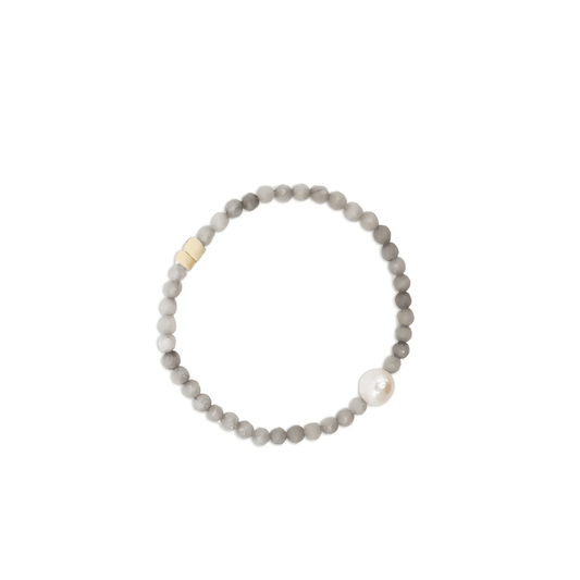 Stone Pearl Bracelet - Zjoosh - Zjoosh Stone and Pearl Bracelet Grey - The Gift Company