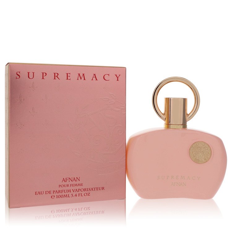 Afnan Supremacy Pink Eau de Parfum Floral Amber 100mL bottle and box