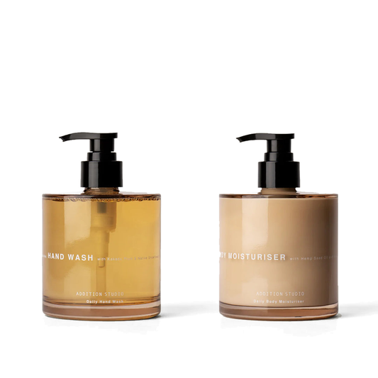 Addition Studio Hand Wash & Hand Moisturiser Gift Set 390mL — genuine product photograph on white, 1080 × 1080