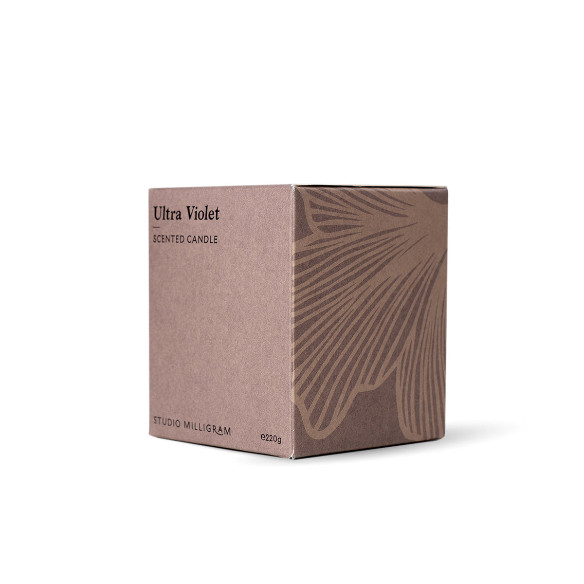 Studio Milligram Ultra Violet Scented Candle 220g retail carton