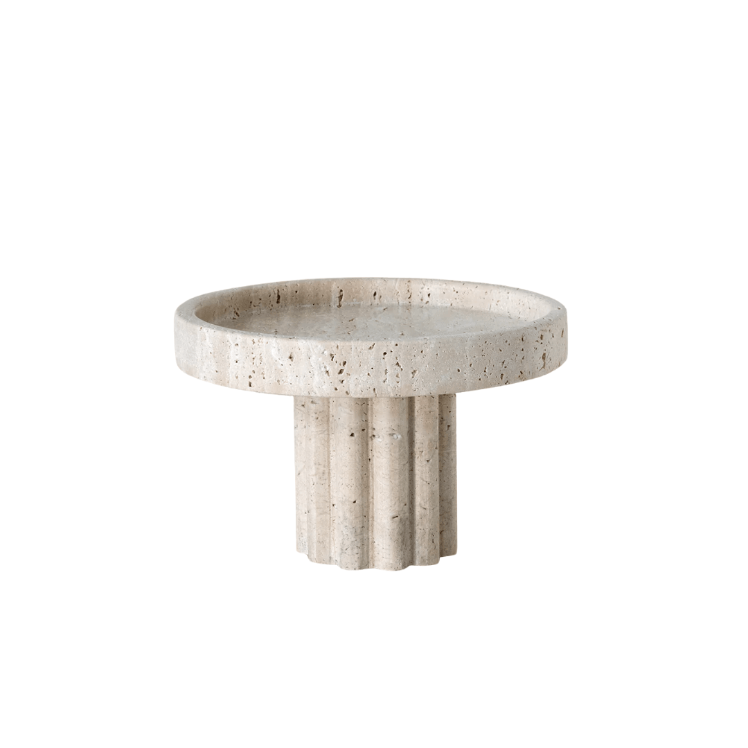 Tray - Black Blaze - Black Blaze Column Tray Round / Travertine - The Gift Company