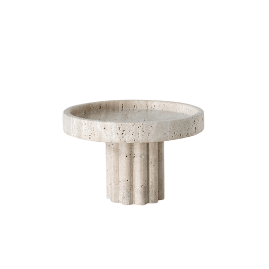 Tray - Black Blaze - Black Blaze Column Tray Round / Travertine - The Gift Company