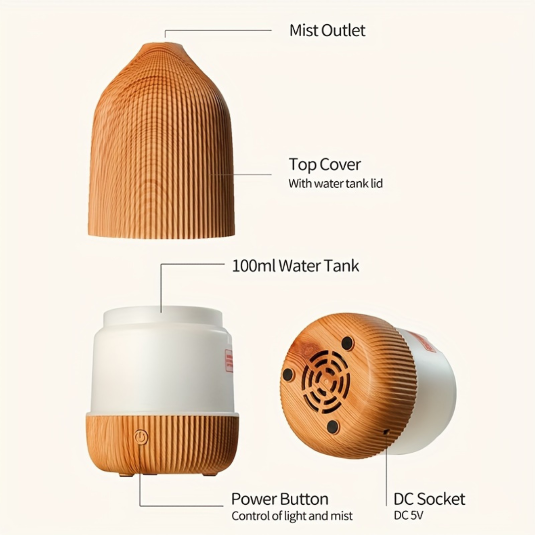 Ultrasonic Diffuser - The Gift Company - Ultrasonic Aromatherapy Diffuser 2-in-1 Wood Grain Design - The Gift Company